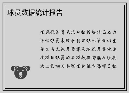 球员数据统计报告